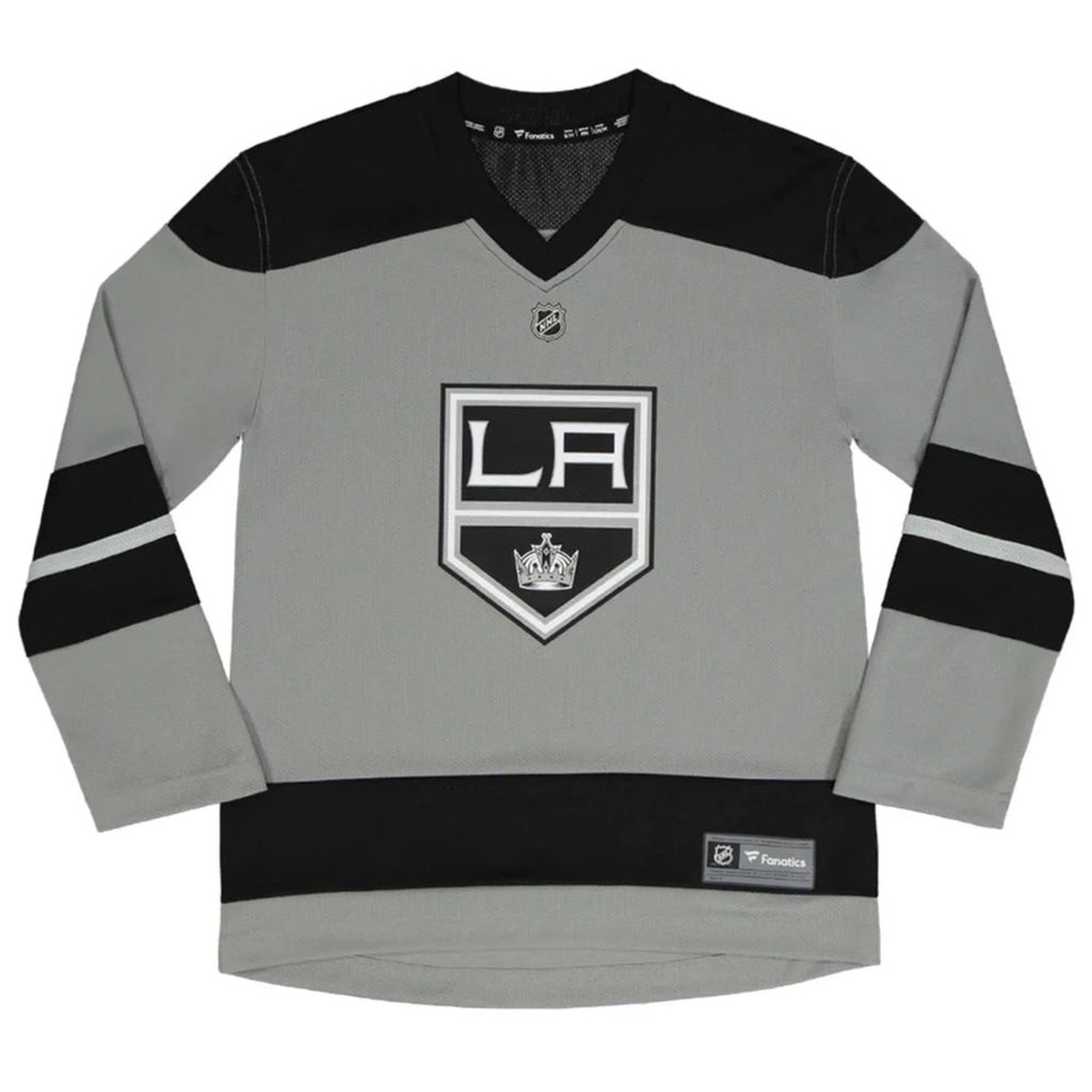 Fanatics Youth L/XL Los Angeles Kings Alternate Replica Jersey Gray NHL New